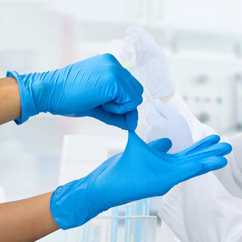 Powder-free disposable nitrile examination gloves, hot selling disposable blue nitrile gloves
