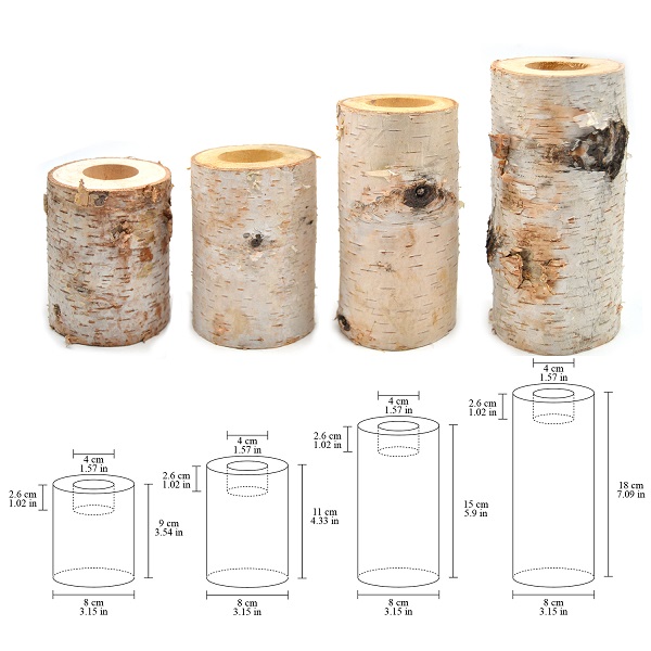 Beautiful rustic birch bark wooden tealight candle holders