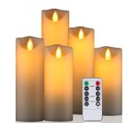2" X 4"/5"/6"/7"/8" Set Of 5 Moving Wick Flameless Led Candles With Timer For Church Wedding Hotel