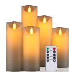 2" X 4"/5"/6"/7"/8" Set Of 5 Moving Wick Flameless Led Candles With Timer For Church Wedding Hotel