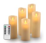 2" X 4"/5"/6"/7"/8" Set Of 5 Moving Wick Flameless Led Candles With Timer For Church Wedding Hotel - Image 5