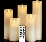 2" X 4"/5"/6"/7"/8" Set Of 5 Moving Wick Flameless Led Candles With Timer For Church Wedding Hotel - Image 3