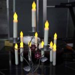 12pcs Yellow Light Flickering LED Taper Candles White Realistic Wax Drip LED Taper Candles