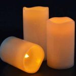 LED Flameless Outdoor Candle Set Votive Amber Yellow Flickering LED Candles Set of 3 Operated By 2AA Battery