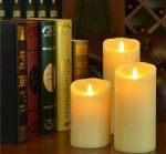 3.5" X 5" Battery Operated Moving Flame Led Pillar Candles With Timer And Remote
