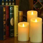 3.5" X 5" Battery Operated Moving Flame Led Pillar Candles With Timer And Remote