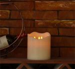 Flameless 3 Dancing Wicks Battery Operated Big Led Big Wax Candle Outdoor 6" x 6"