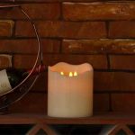 Flameless 3 Dancing Wicks Battery Operated Big Led Big Wax Candle Outdoor 6" x 6"