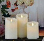 Set Of 3 Mini Flameless Moving Wick Battery Operated Artificial Led Candle With Timer 3" x 4"/5"/6"