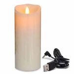 3" x 8" Rechargeable Dancing Flame Led Ivory Wax Rechargeable Candle