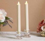 8" Dancing Flame Window Windproof Smokeless Ivory Wax Wedding Flameless Timer Taper Candle Set