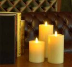 3.5" x 5" Flat Top Electric Moving Wick Flameless Paraffin Wax Led Candle Light With Remote Control For Table Decoration