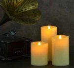 3.5" x 9" Ivory Color Remote Controlled Flickering Flameless Classic Set Of 3 LED Candle - Image 2