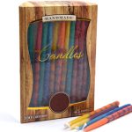 Decorative Frosted Mix Color Dripped Beeswax Hanukkah Candles