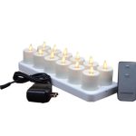 Set Of 12 Moving Wick Rechargeable Votives Led Tealight Candles