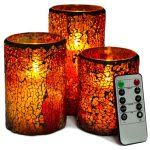 Moving Wick Glass Mosaic Flameless Wax LED Candles