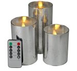 Moving Wick Silvery Mercury Glass Led Pillar Candles