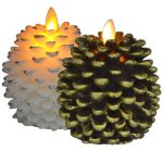 3" x 3.5" Christmas Decor Home Used Realistic Pine Cone Moving Flame Led Candle With Dancing Flicker Flame