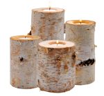 Beautiful rustic birch bark wooden tealight candle holders