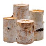 Beautiful rustic birch bark wooden tealight candle holders