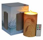 Plastic Imitation Wooden Flameless Candle Fountain With Lithium Battery - Image 5