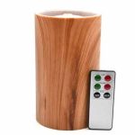 Plastic Imitation Wooden Flameless Candle Fountain With Lithium Battery