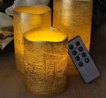 Battery Operated Gold Metallic Wax Led Candles With Rustic Golden And Silver Color - Image 2