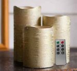 Battery Operated Gold Metallic Wax Led Candles With Rustic Golden And Silver Color - Image 5
