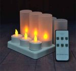 6Pcs LED Rechargeable Tealight Candle with Charging Base Frosted Holder with Remote Control for Christmas Wedding - Image 5
