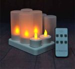 6Pcs LED Rechargeable Tealight Candle with Charging Base Frosted Holder with Remote Control for Christmas Wedding - Image 4