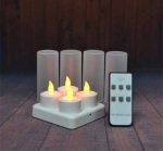 New 4pcs/set Rechargeable Flameless LED Tealight Candle Light with Frosted Holder Remote Based on UK.US AU Plug - Image 4