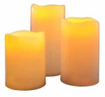 LED Flameless Outdoor Candle Set Votive Amber Yellow Flickering LED Candles Set of 3 Operated By 2AA Battery - Image 5