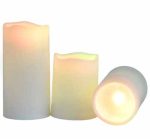 LED Flameless Outdoor Candle Set Votive Amber Yellow Flickering LED Candles Set of 3 Operated By 2AA Battery - Image 4