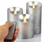 3" X 4"/5"/6" Battery Operated Silver Color Moving Wick Flameless Led Pillar Candles - Image 2