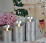 3" X 4"/5"/6" Battery Operated Silver Color Moving Wick Flameless Led Pillar Candles - Image 5