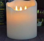 Flameless 3 Dancing Wicks Battery Operated Big Led Big Wax Candle Outdoor 6" x 6" - Image 5