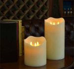 Flameless 3 Dancing Wicks Battery Operated Big Led Big Wax Candle Outdoor 6" x 6" - Image 2