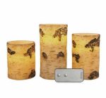Remote Ready Amazing Flameless Candle Birch Bark Triple Timer