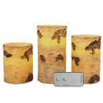 Remote Ready Amazing Flameless Candle Birch Bark Triple Timer