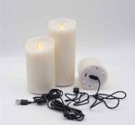 3" x 4" Real Wax Flameless Ivory Electric Moving Flame Led Rechargeable Pillar Candle With Timer - Image 5