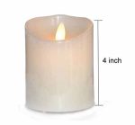 3" x 4" Real Wax Flameless Ivory Electric Moving Flame Led Rechargeable Pillar Candle With Timer - Image 4