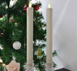 9" Dinner Moving Flame Warm Light 9 Inch Ivory Flameless Plastic Led Taper Candle With Dripped Tears Effect - Image 4