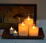 3.5" x 8" Flamless Moving Wick Led Glass Pot Candle - Image 2