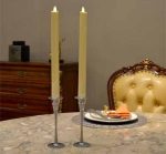 12" Set Of 2 White Moving Flame Led Taper Wedding Candle - Image 2