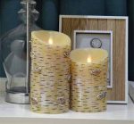 3.5" x 9" Moving Flame Birch Bark Flameless Realistic LED Candles With Remote Battery - Image 5
