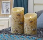 3.5" x 9" Moving Flame Birch Bark Flameless Realistic LED Candles With Remote Battery - Image 4