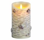 3.5" x 9" Moving Flame Birch Bark Flameless Realistic LED Candles With Remote Battery - Image 3