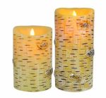 3.5" x 5" Remote Battery Operated Pillar Real Wax Scented Dancing Flame Simulation Led Artificial Tree Candle