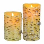 3.5" x 5" Remote Battery Operated Pillar Real Wax Scented Dancing Flame Simulation Led Artificial Tree Candle