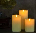 3.5" x 9" Ivory Color Remote Controlled Flickering Flameless Classic Set Of 3 LED Candle - Image 5